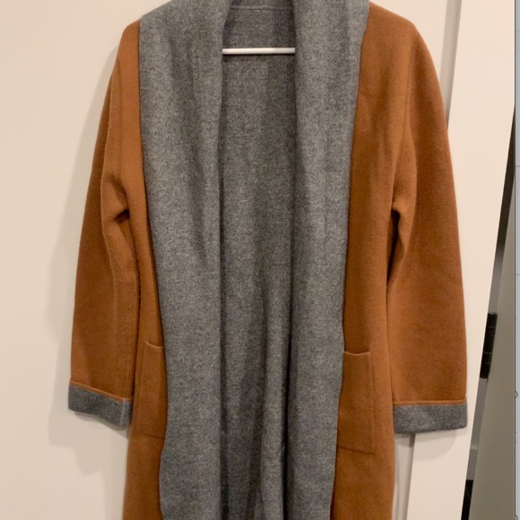 Luii Gray and Brown Open Front Cardigan - Picture 2 of 7